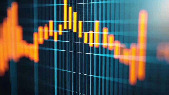 Value for money inexpensive, A close-up of a financial market chart with orange bars.