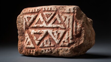 ancient stone carved triangles design