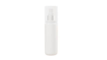 3D Rendered White Cosmetic Spray Bottle Mockup with Transparent Cap Isolated Background