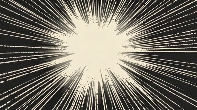 A dramatic black and white image of a starburst, perfect for use in design projects where a bold and eye-catching visual element is needed