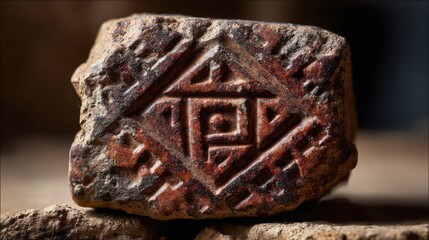 ancient carved clay artifact detail