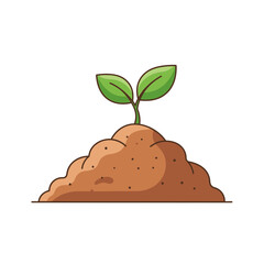 Illustration of a small plant growing out of a pile of dirt.