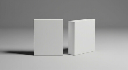 Minimalist Product Display featuring Two White Boxes on a Neutral Backdrop for Mockup