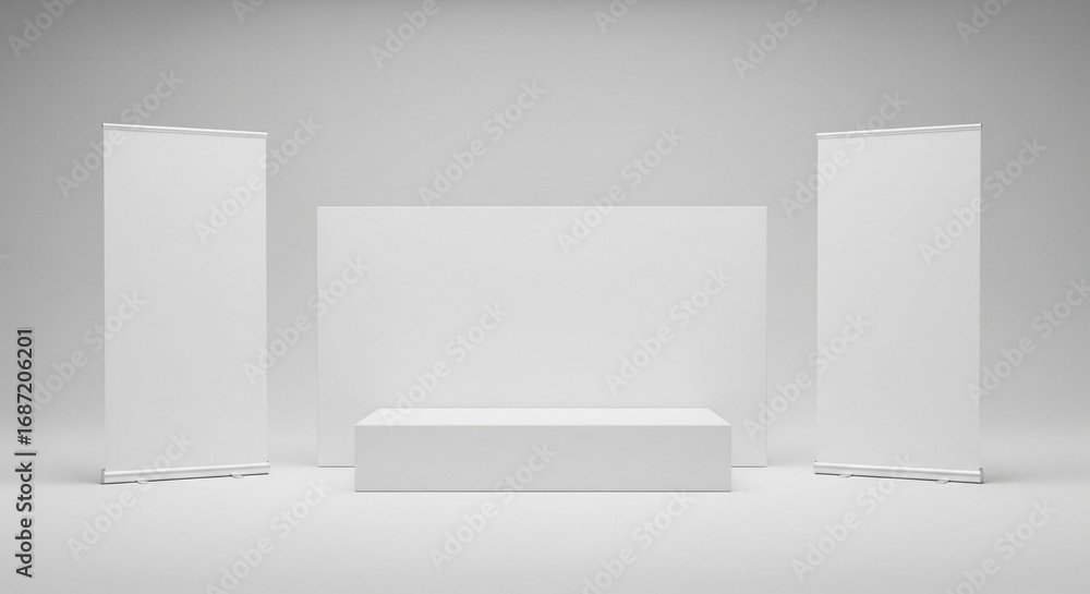 Aufkleber minimalistic display backdrop for branding marketing presentation in soft ambient light