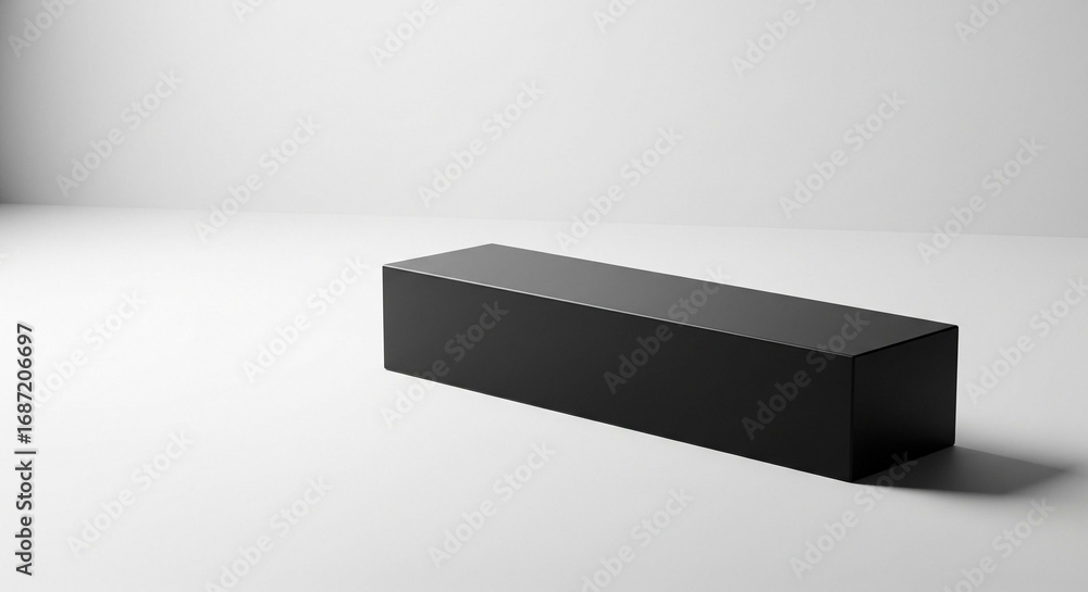 Poster monochrome rectangular solid form on white background emphasizing minimalism, simplicity, and