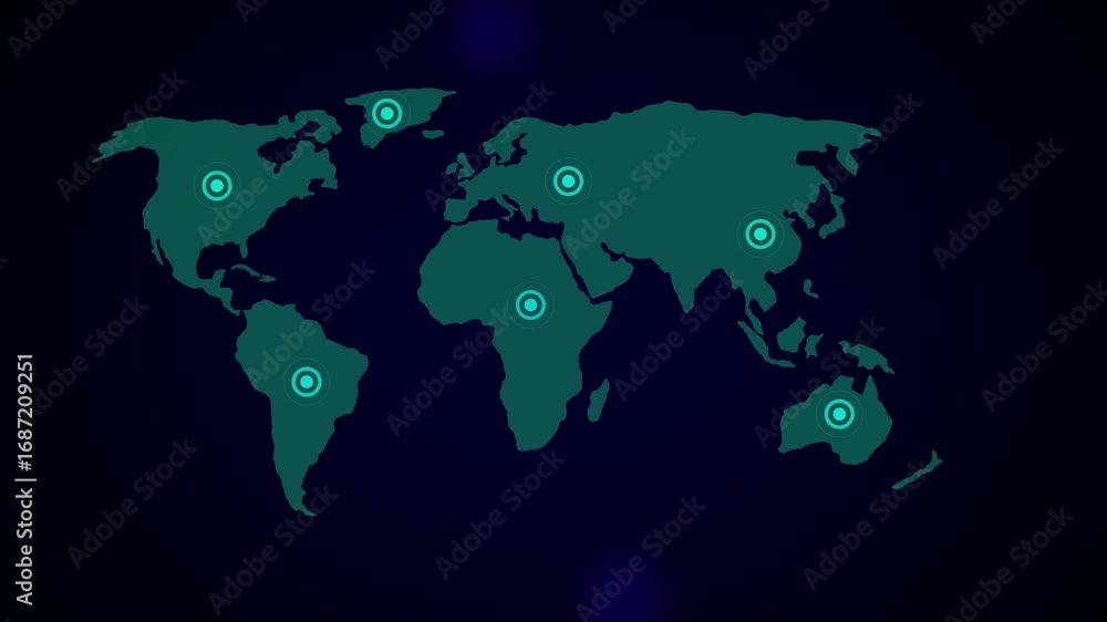 Poster global business connections and information transfer network across the world with digital technolog
