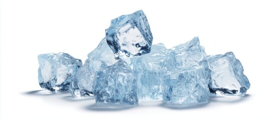 Obraz premium The Ice Cubes in Crystal Blue Light on White Background