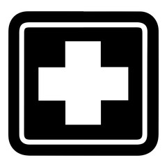 Obraz premium A black and white image of a cross with a white background. The image is of a medical sign
