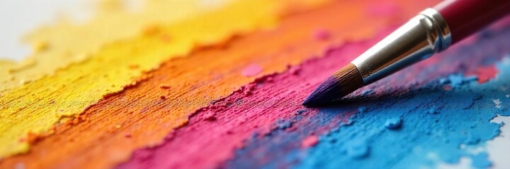 Fototapeta premium Close-up of Impasto Paintbrush Strokes on Canvas Relaxing Creative Hobby, Perfect for Blogs, Websites & Social Media