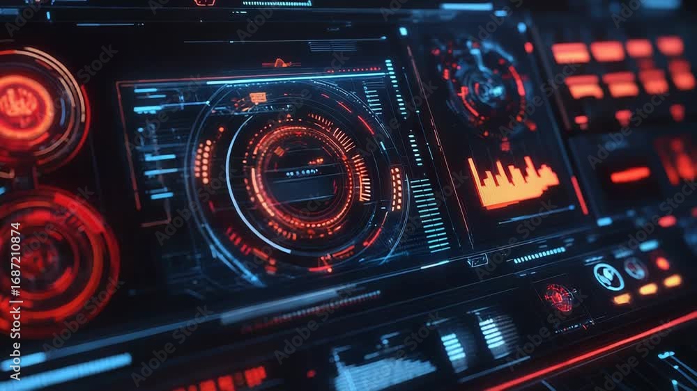 Aufkleber futuristic interface displaying complex data analysis and information processing