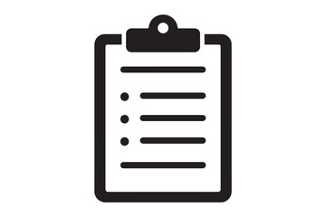 Simple checklist clipboard silhouette icon minimalist vector illustration isolated on white background