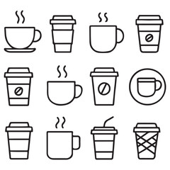 Coffee cup icon set. Paper cup icon. Containing coffee, paper, drink, cup, disposable, mug, container vector