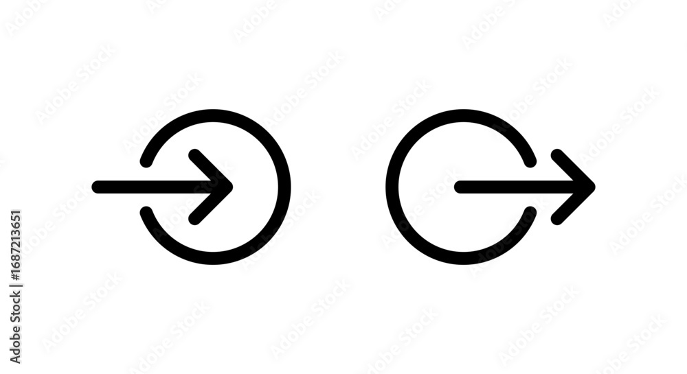 Poster login and logout icon. entrance and exit symbol. arrow in circle for user account access