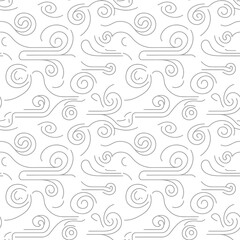 Fototapeta premium Seamless pattern of wind swirls and lines on a white background.