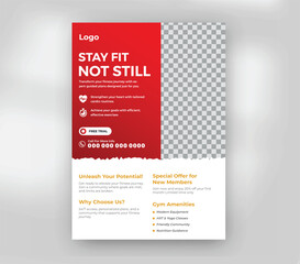 Modern Gym & Fitness Flyer Template Stay Fit Gym Promotion Banner Design
