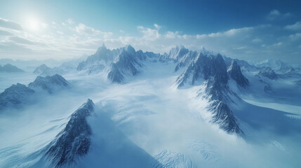 Aerial View of Snow-Capped Mountain Peaks