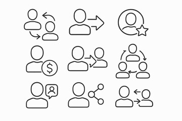 Fototapeta premium Outline icons of human figures for networking and communication concepts
