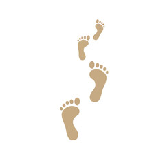 A graphic illustration of a walking path with different sized human footprints representing a familys journey.