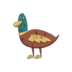 english illustrated alphabet letter D duck