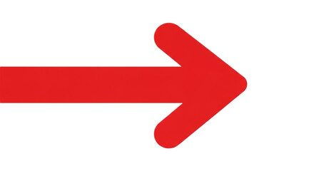 Simple red arrow pointing right isolated on transparent background in flat style
