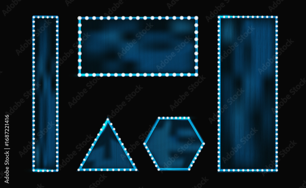 Aufkleber various geometric shapes including a triangle, rectangle, and hexagon are illuminated by blue lights