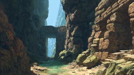 ancient stone bridge canyon river