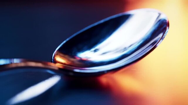 Spoon close up against flames