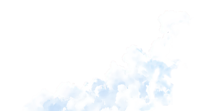 White and Light Blue Fluffy Clouds on Transparent Background