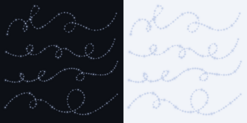 Elegant light swirl patterns in white and blue tones on contrasting dark and light backgrounds, creating a visually appealing decorative overlay for various design projects