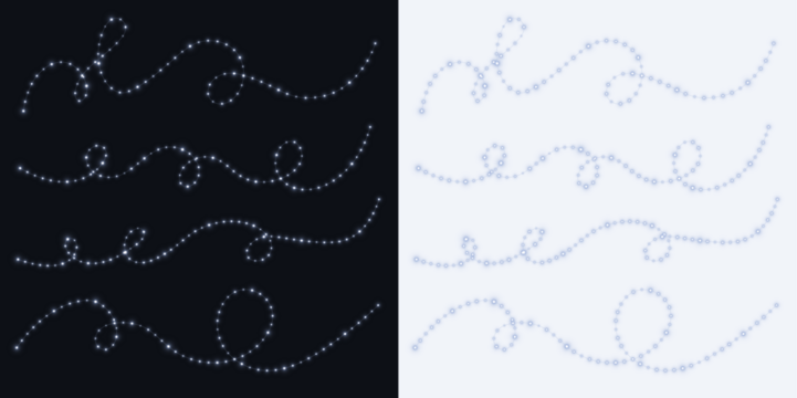 Elegant light swirl patterns in white and blue tones on contrasting dark and light backgrounds, creating a visually appealing decorative overlay for various design projects