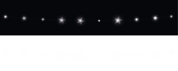 Decorative string lights with glowing stars on a dark background, creating a magical atmosphere, perfect for festive celebrations and cozy gatherings with copy space