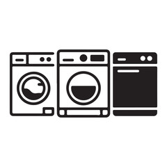 Home washer symbols in black and white