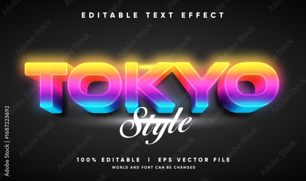 Poster tokyo style vector text effect with modern style