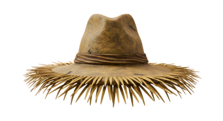 FARMING - Rustic straw sun hat with wide brim and textured weave, perfect for gardening and outdoor summer activities