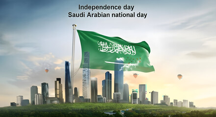 celebrate Saudi Arabian National Day Independence Day Arabian city skyline symbolizing progress and national day