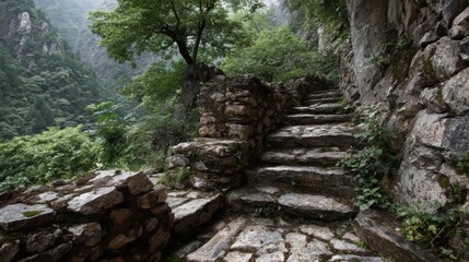 stone steps mountain forest path