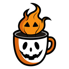 Haunted Pumpkin Coffee Cup vector