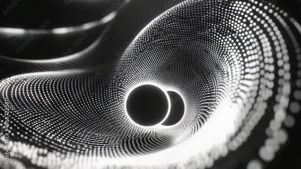 Poster abstract wormhole tunnel grid mesh bending space time continuum