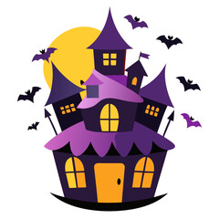 Halloween house with bats vector