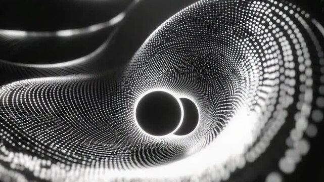 Abstract wormhole tunnel grid mesh bending space time continuum