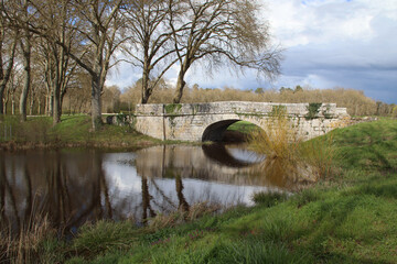 old stone bridge at the chambord castle in france 