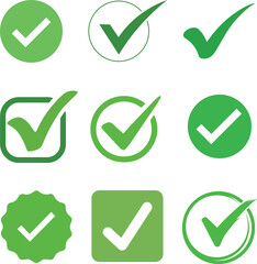 Collection of green checkmarks symbolizing approval, success, and confirmation