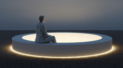 The bottom, A person deep in thought, sitting at the bottom of a glass, reflecting on life and emotions.