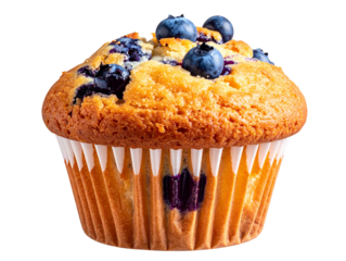  Close-Up of Blueberry Muffin with Fresh Berries, Isolated PNG.