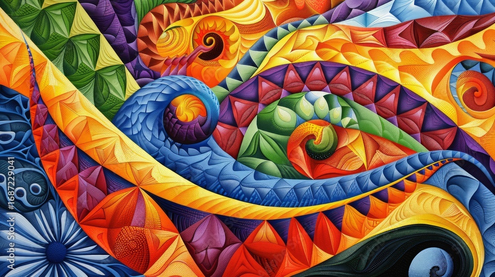 Aufkleber the image showcases an abstract, psychedelic design with intricate patterns and bold shapes