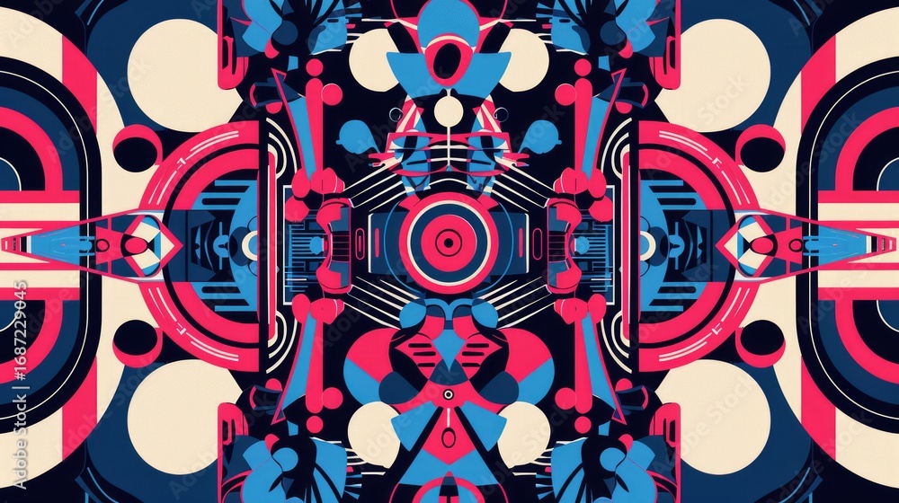 Aufkleber the image showcases an abstract, psychedelic design with intricate patterns and bold shapes