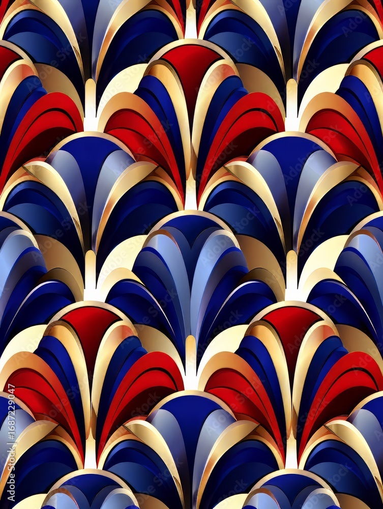 Aufkleber the image shows a seamless, geometric pattern composed of overlapping arches.