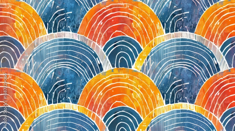 Aufkleber the image shows a seamless, geometric pattern composed of overlapping arches.