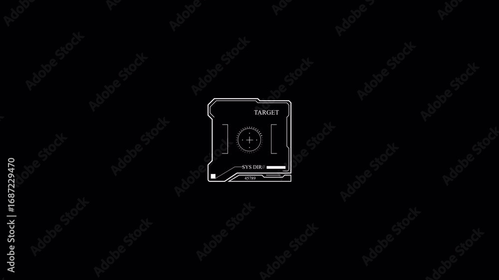 Poster futuristic hud interface element animation on black background - sci-fi tech overlay
