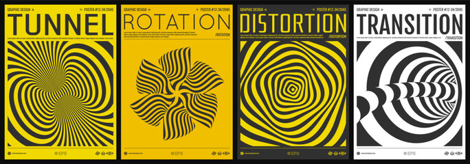 Abstract squares within squares. Tunnel. Pattern with optical illusion. Psychedelic stripes. Cover design template. 3d vector for brochure, poster, presentation, flyer or banner.